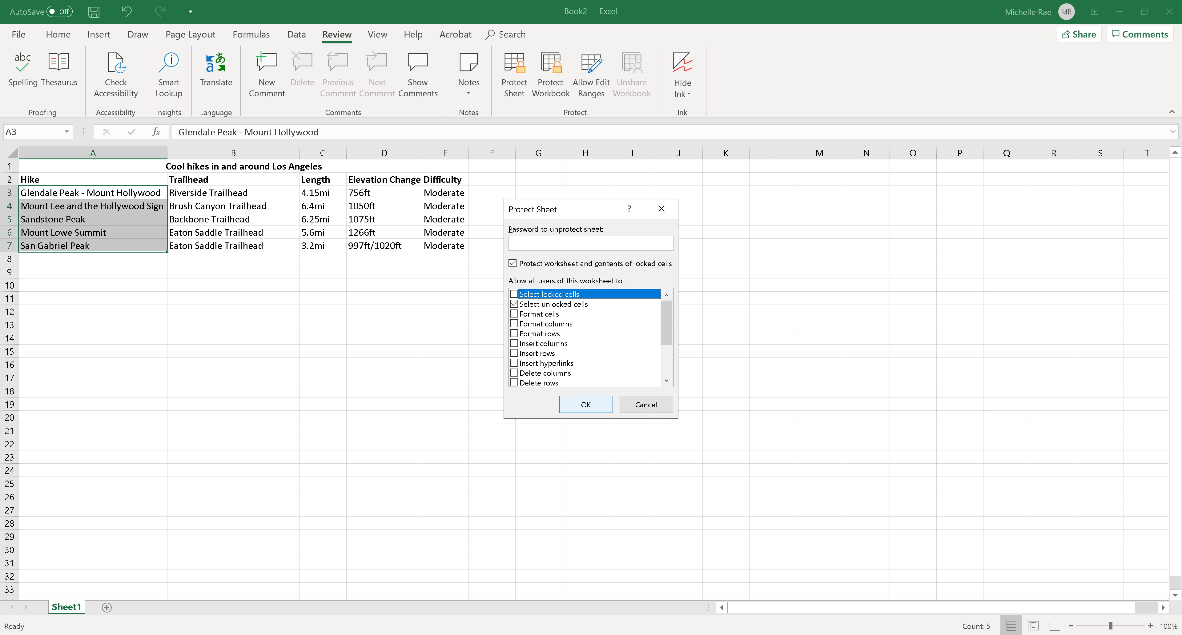 How to lock cells in Excel