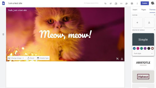 Google Sites website builder editor