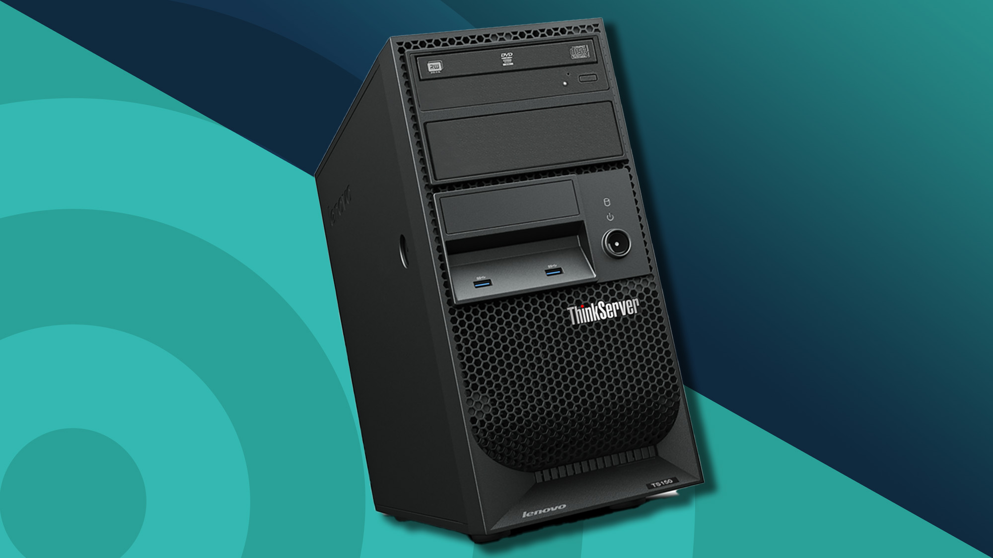 A Lenovo small business server, one of the best small business server options, against a techradar background