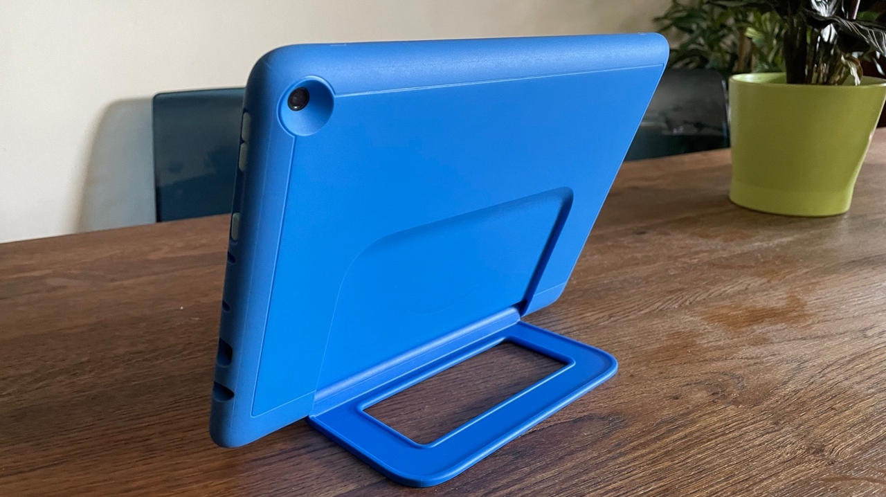 The Amazon Fire HD 10 Kids Pro from the back