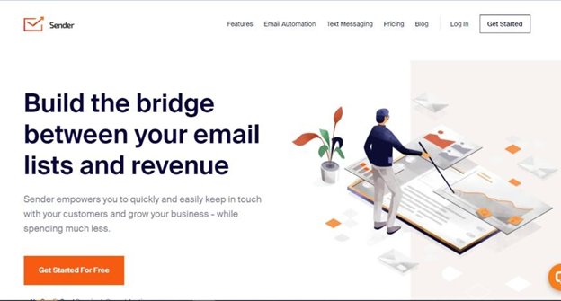 Website screenshot for Sender.net
