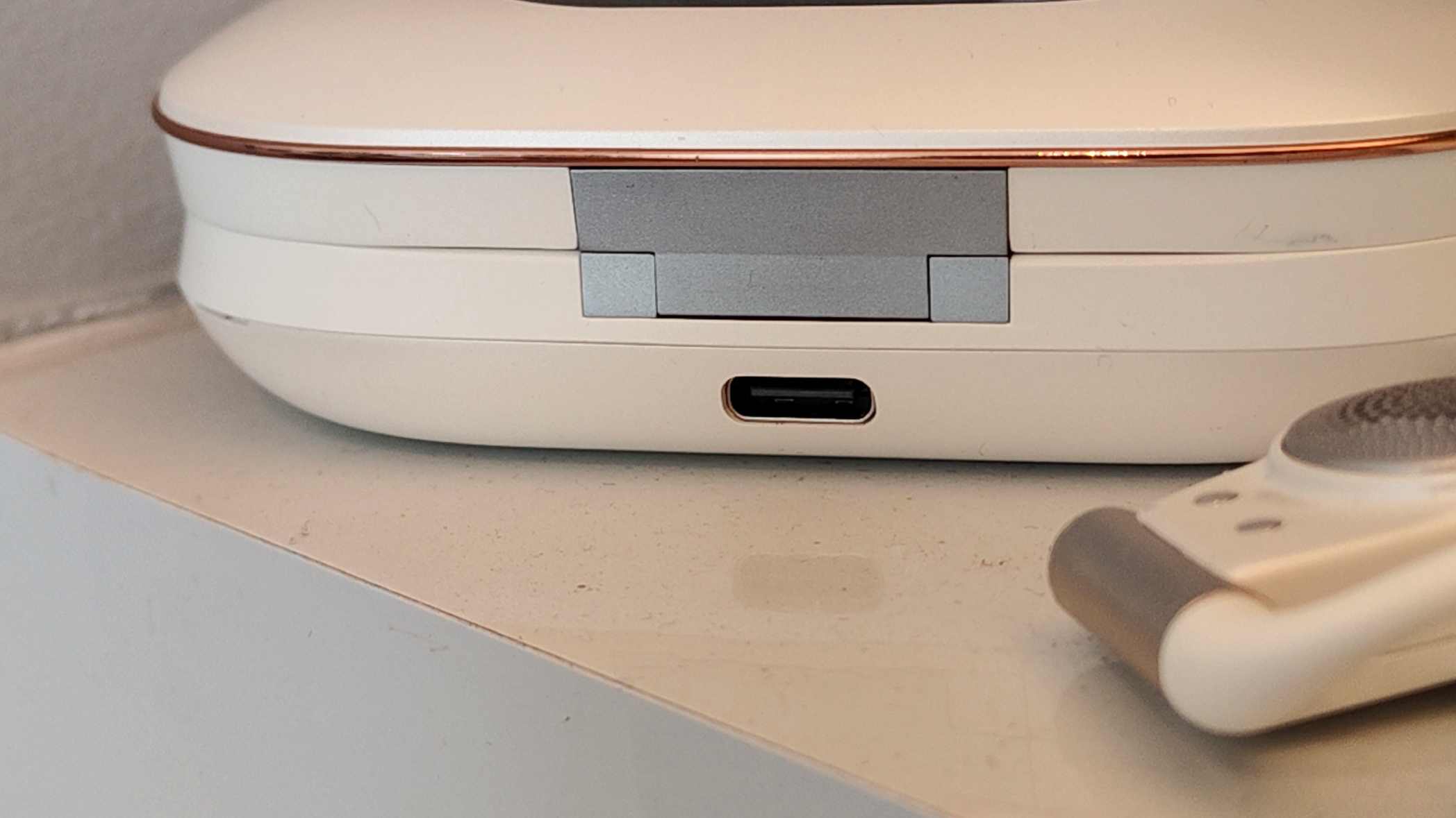 The charging port of the Cleer Arc 5.