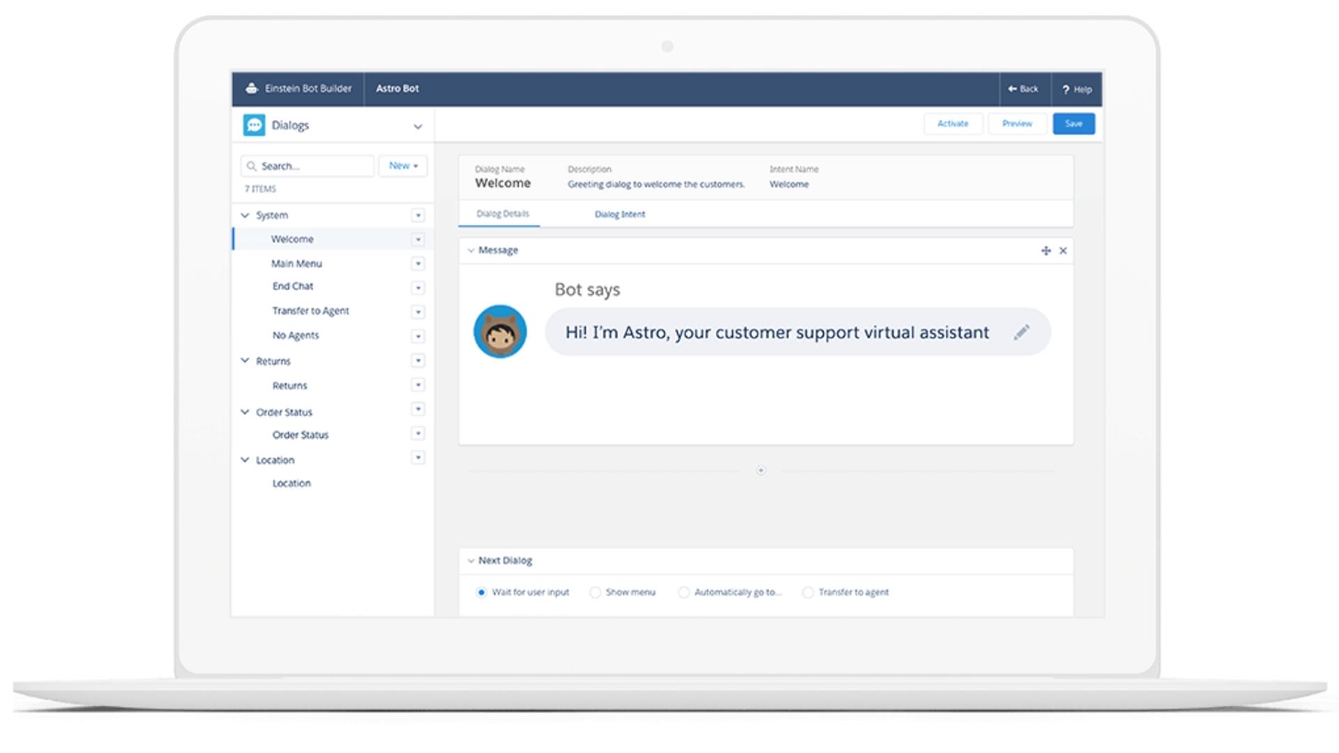 Laptop showing Salesforce Lightning chatbot
