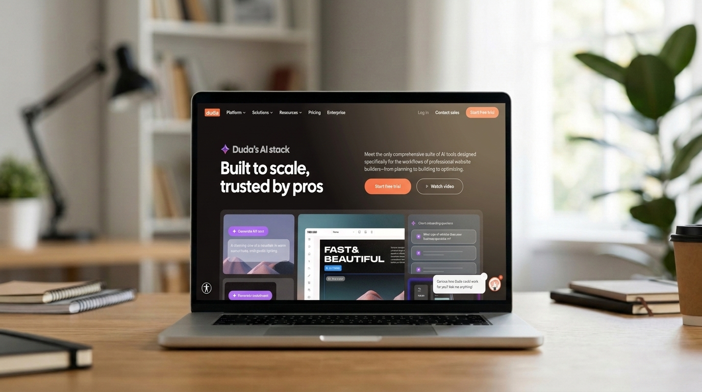 Duda website builder being used on a mac