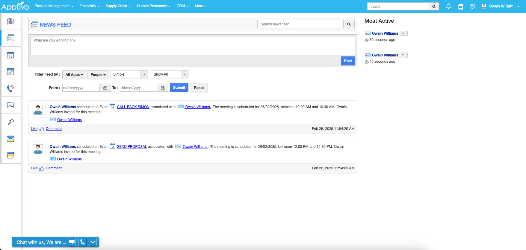 screenshot of apptivo screenshot Feb 2025