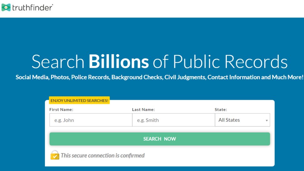 TruthFinder website screenshot.