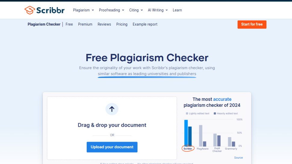 Website screenshot of Scribbr (November, 2025)