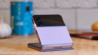 Samsung Galaxy Z Flip 4 review on kitchen table