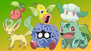 Some of the best grass type Pok&eacute;mon: Tanglea, Bulbasaur, Cottonee, Weepinbell, Leafeon, and Cherubi 