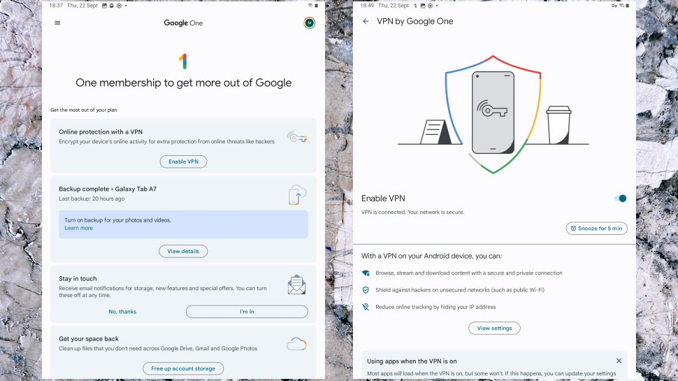 Google One VPN Interface Portrait