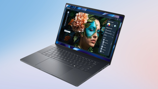 Dell Pro 5 laptop angled view from front showing keyboard and screen