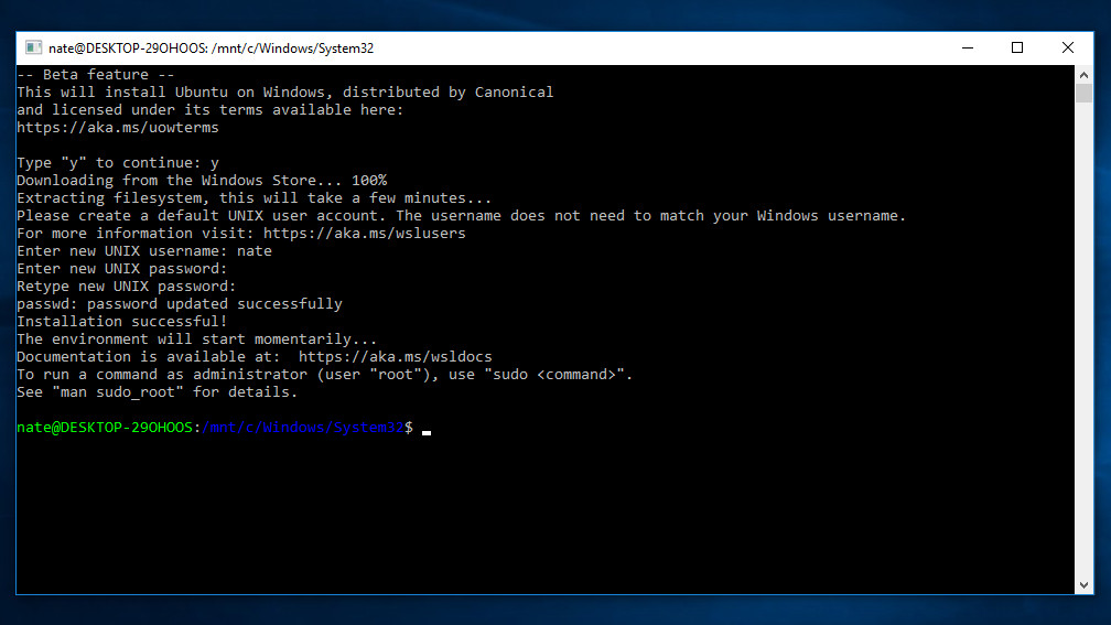 5. Set up your user account