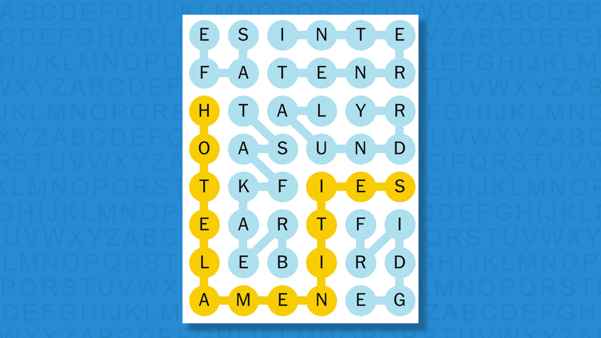 NYT Strands answers for game 840 on a blue background