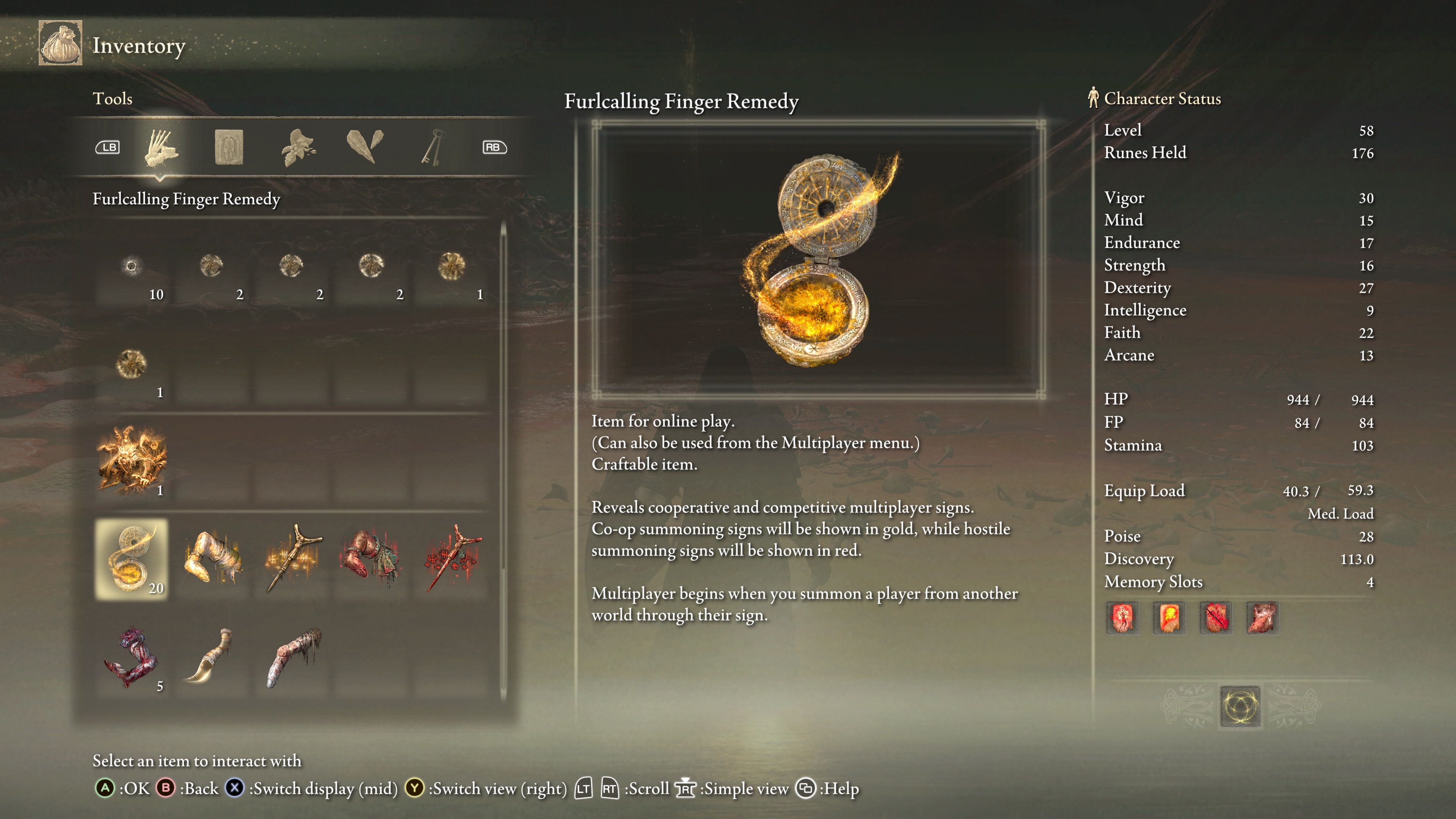 Elden Ring Furlcalling Finger Remedy item page