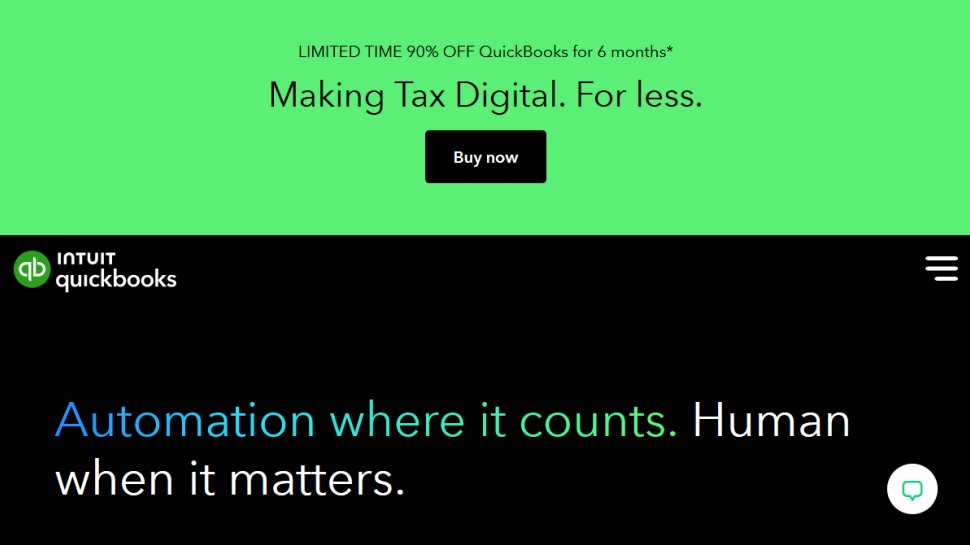 QuickBooks website screenshot (March 2026).