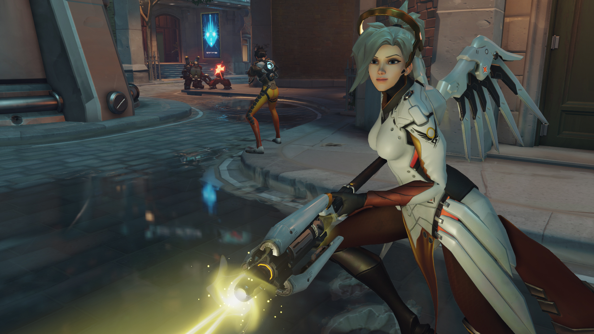 Overwatch 2 Mercy healing someone offscreen