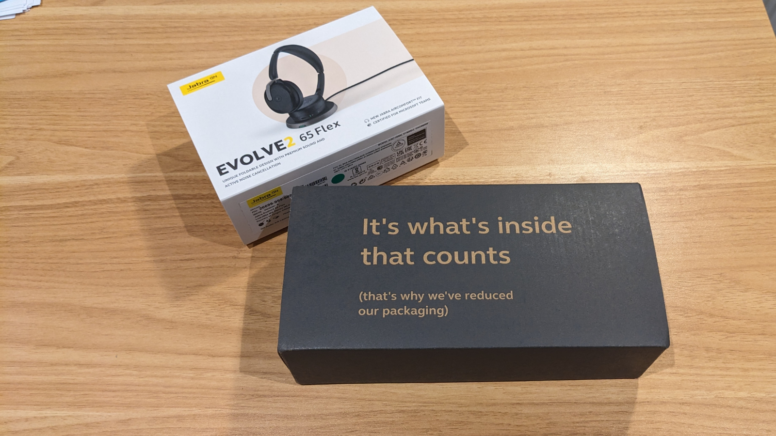 Jabra Evolve2 65 Flex Bluetooth headset during our test and review process