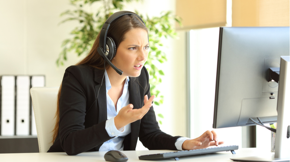 Confused woman on video conferencing call