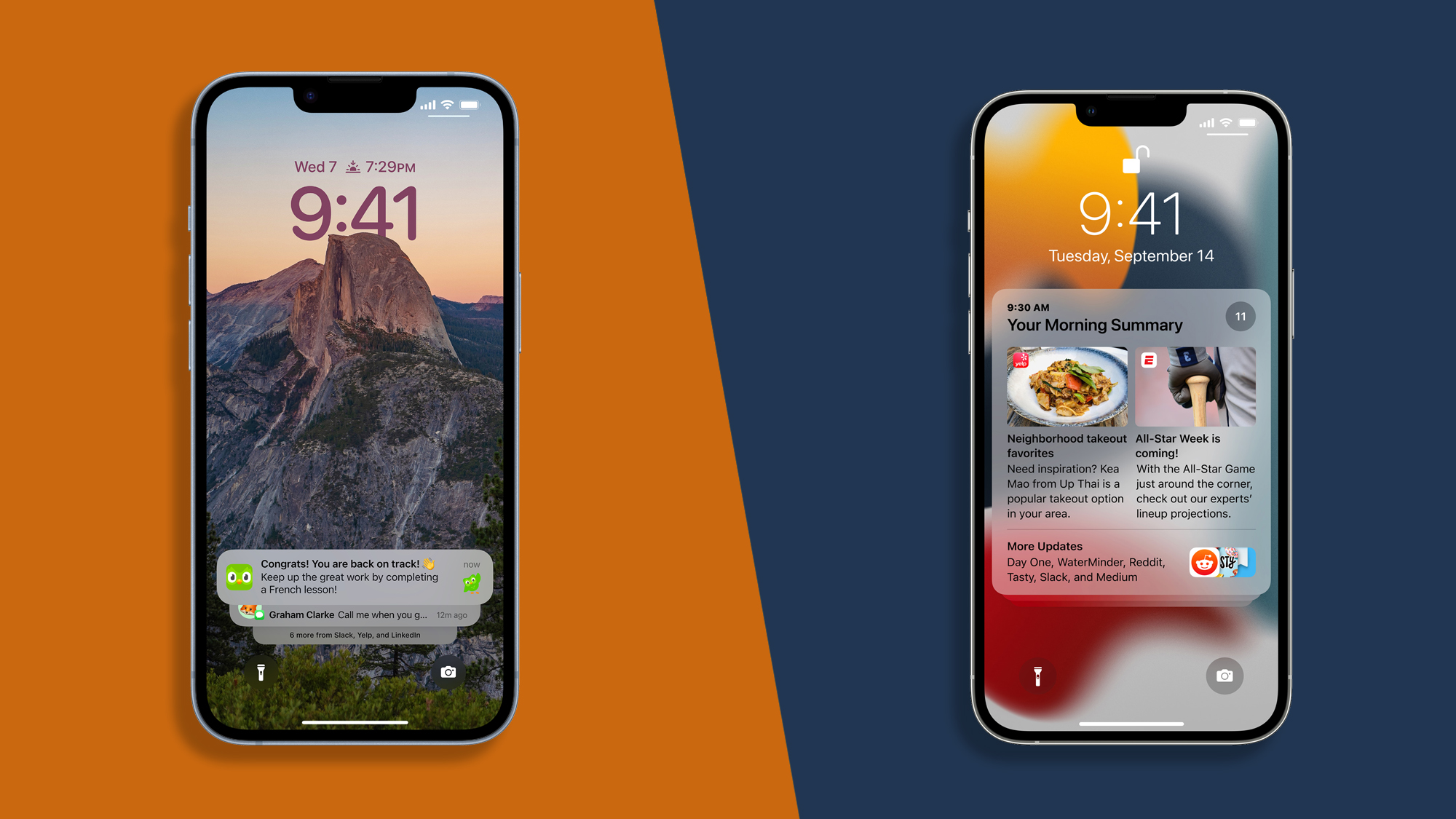 iPhone n14 and iPhone 13 Pro lock screens