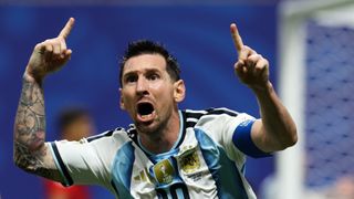 Argentina's Lionel Messi celebrating at World Cup 2026