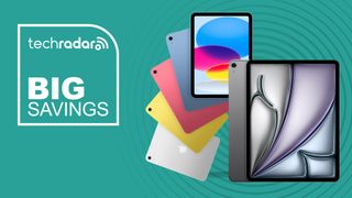 iPad A16 and iPad Air M3 with banner reading "big savings"