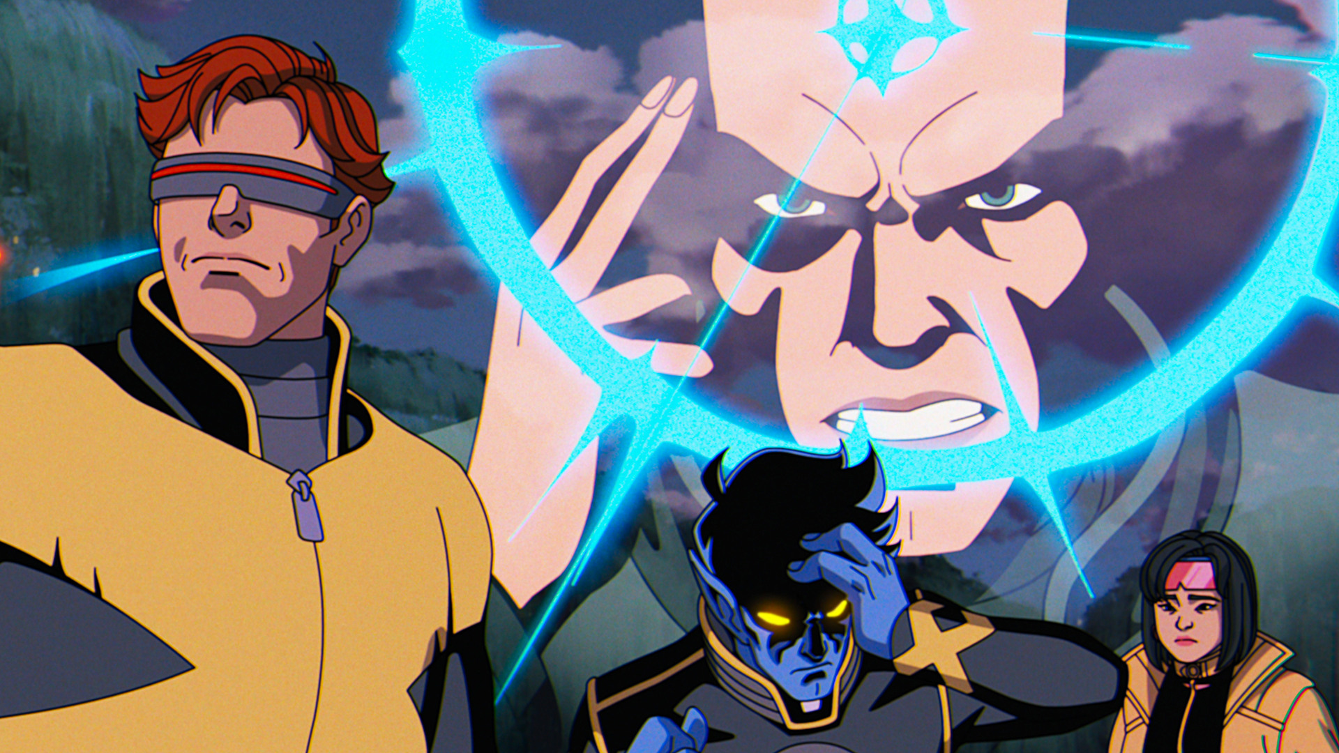 Cyclops, Nightcrawler, Professor X, and Jubilee in X-Men '97 season 2 episode 8
