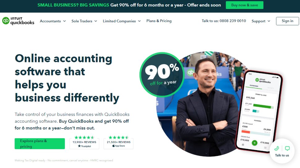 Website screenshot for QuickBooks