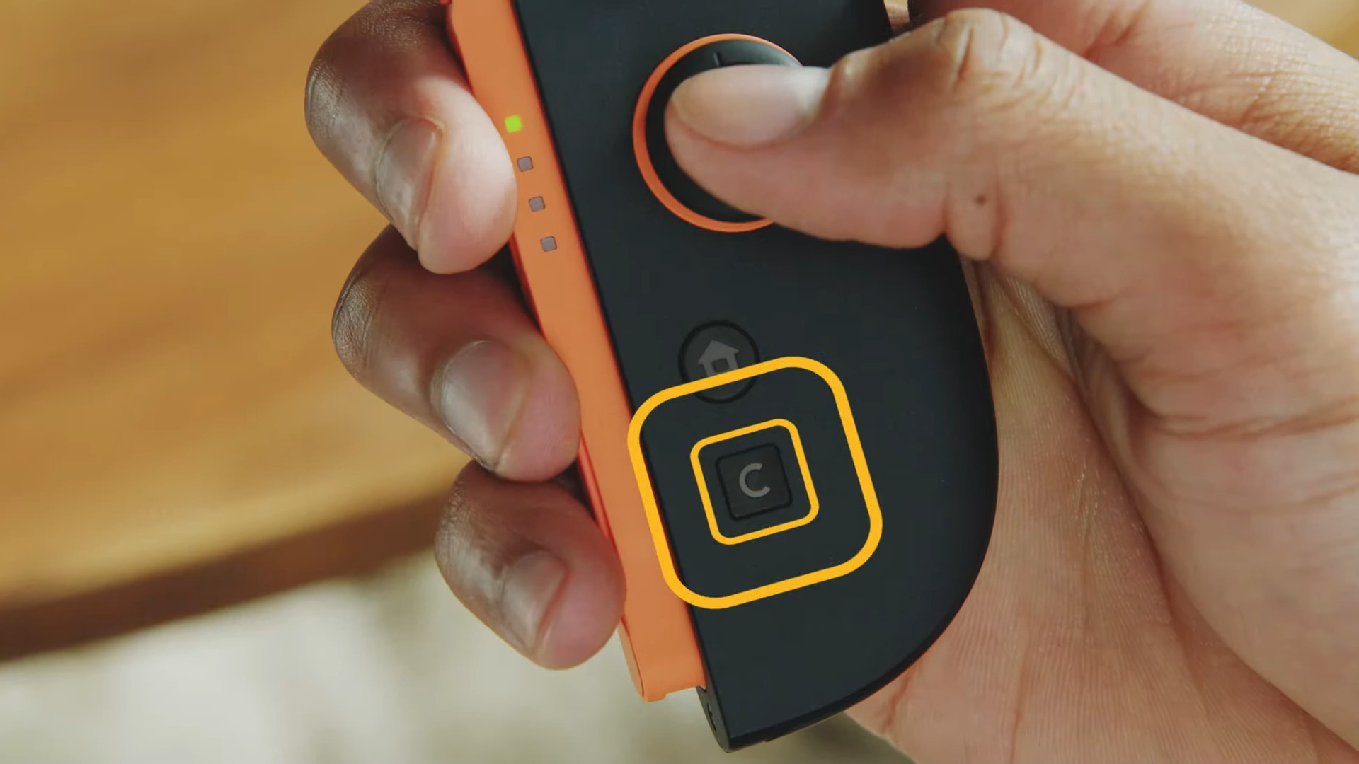 A close up of the Nintendo Switch 2 button