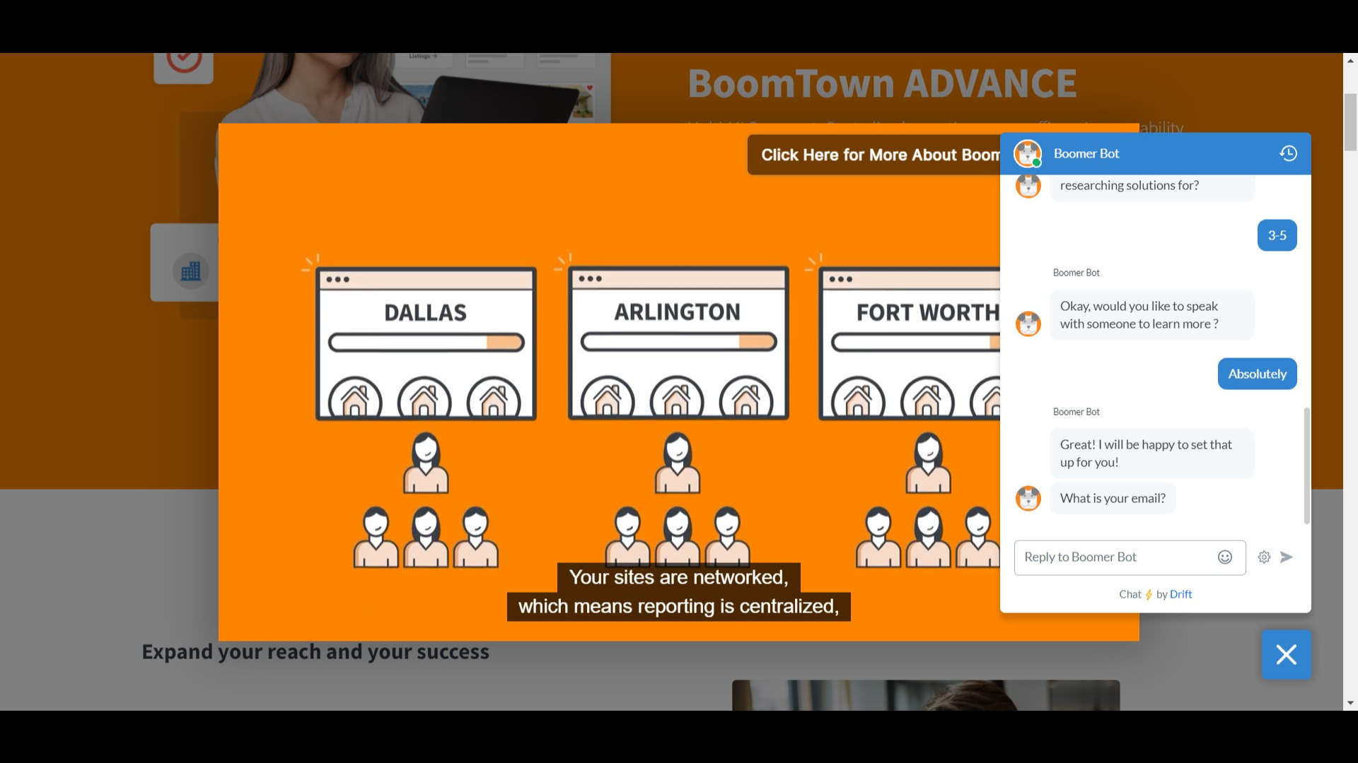 Screenshot of BoomTown&amp;rsquo;s online chat.