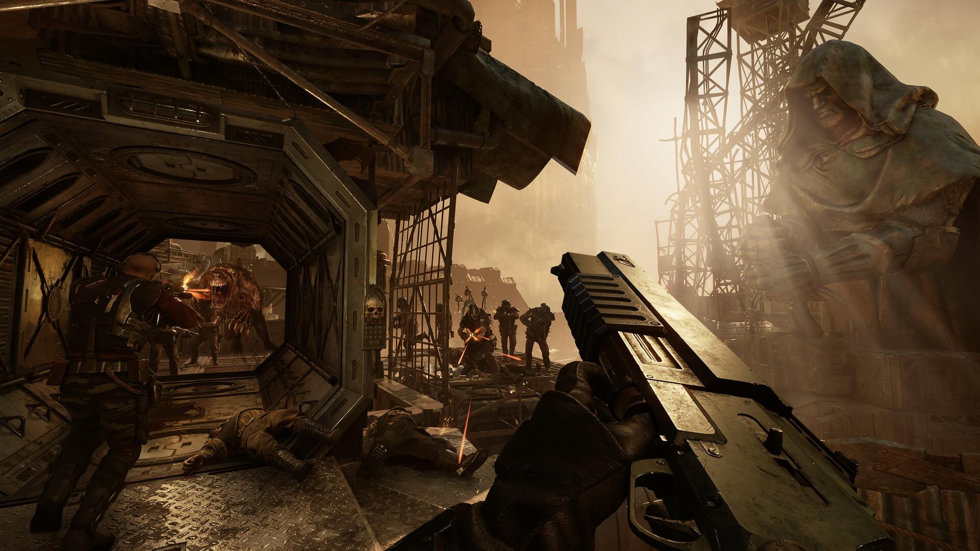 A reject brandishes a shotgun