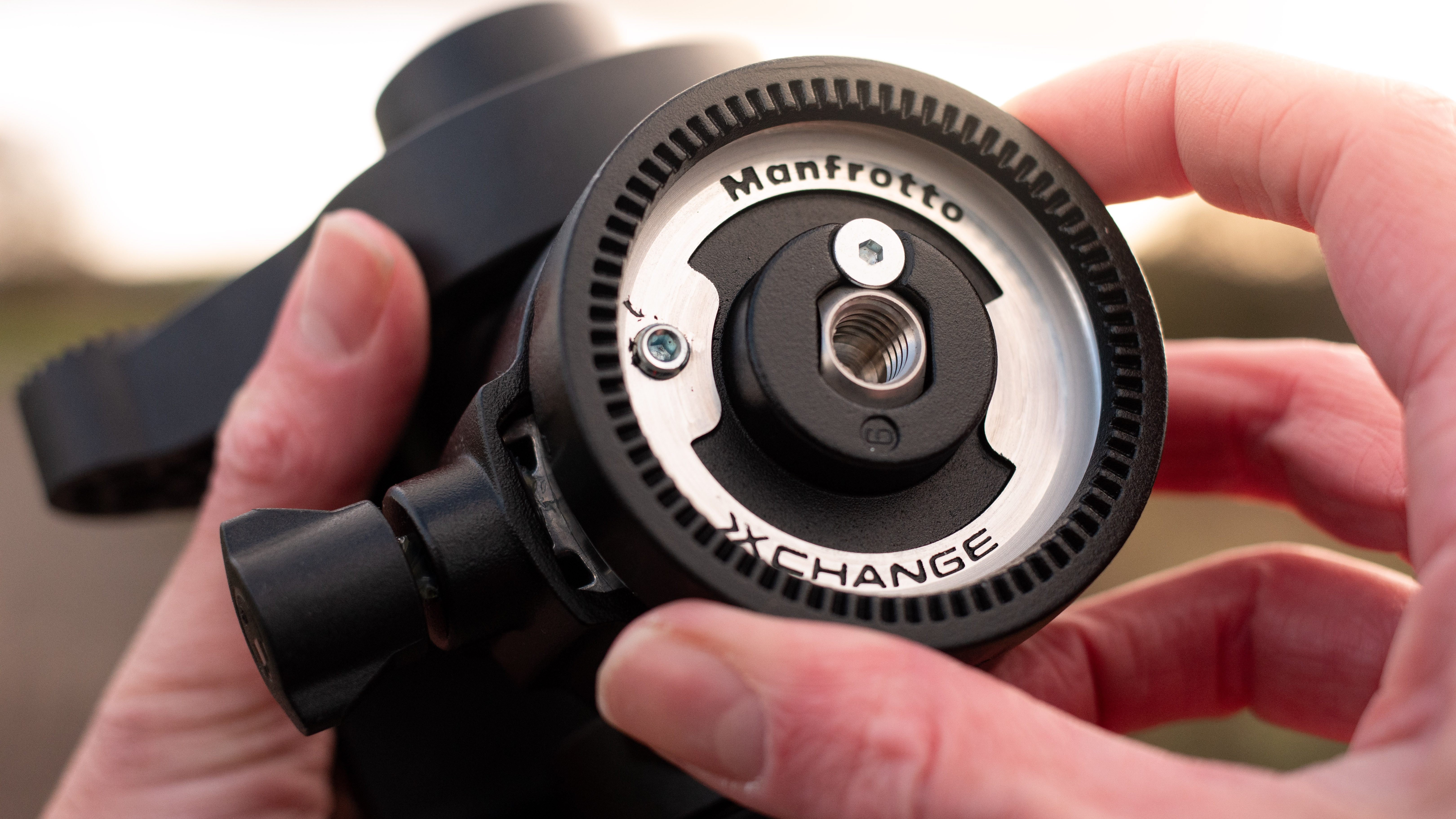 The Manfrotto One hybrid tripod outside