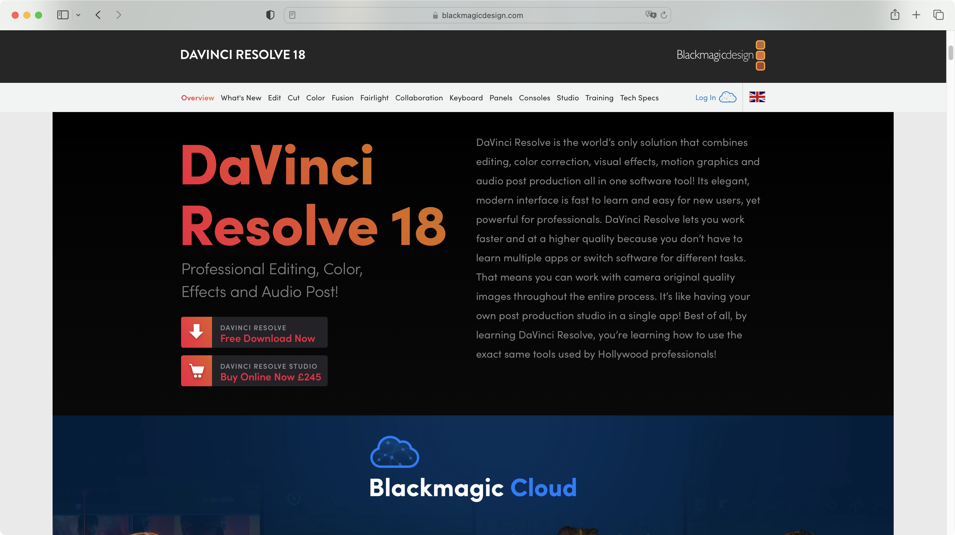 DaVinci Resolve being downloaded and installed