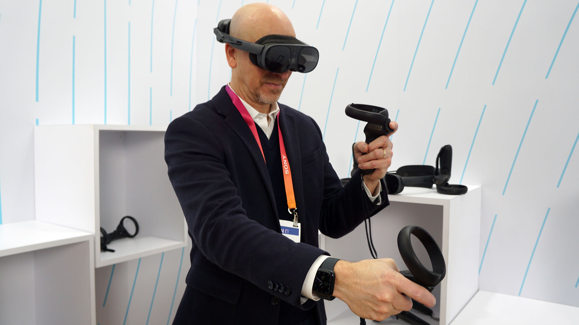 Lance Ulanoff wearing HTC Vive XR Elite