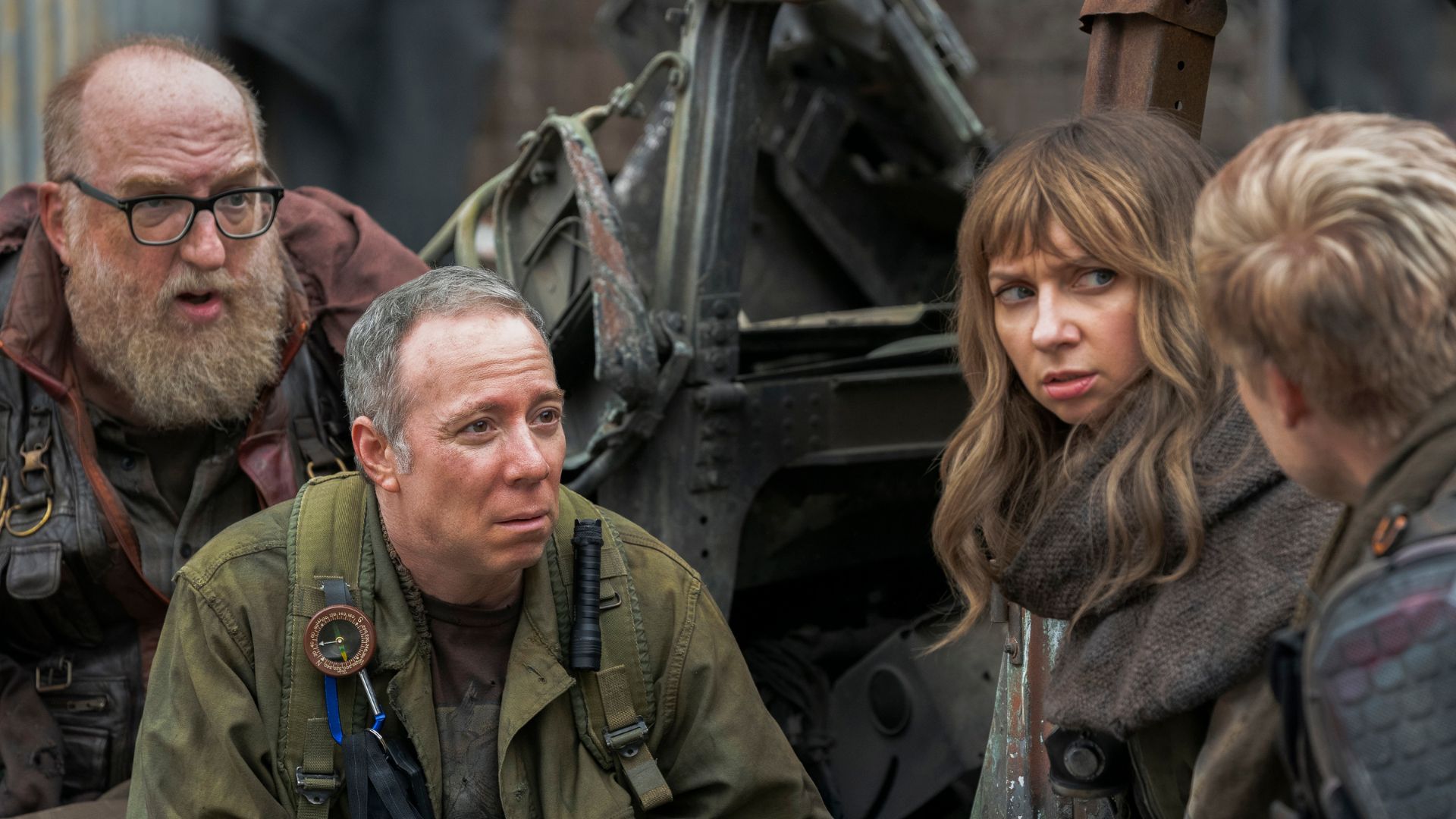 Stuart, Denise, Kripke and Bert huddle up