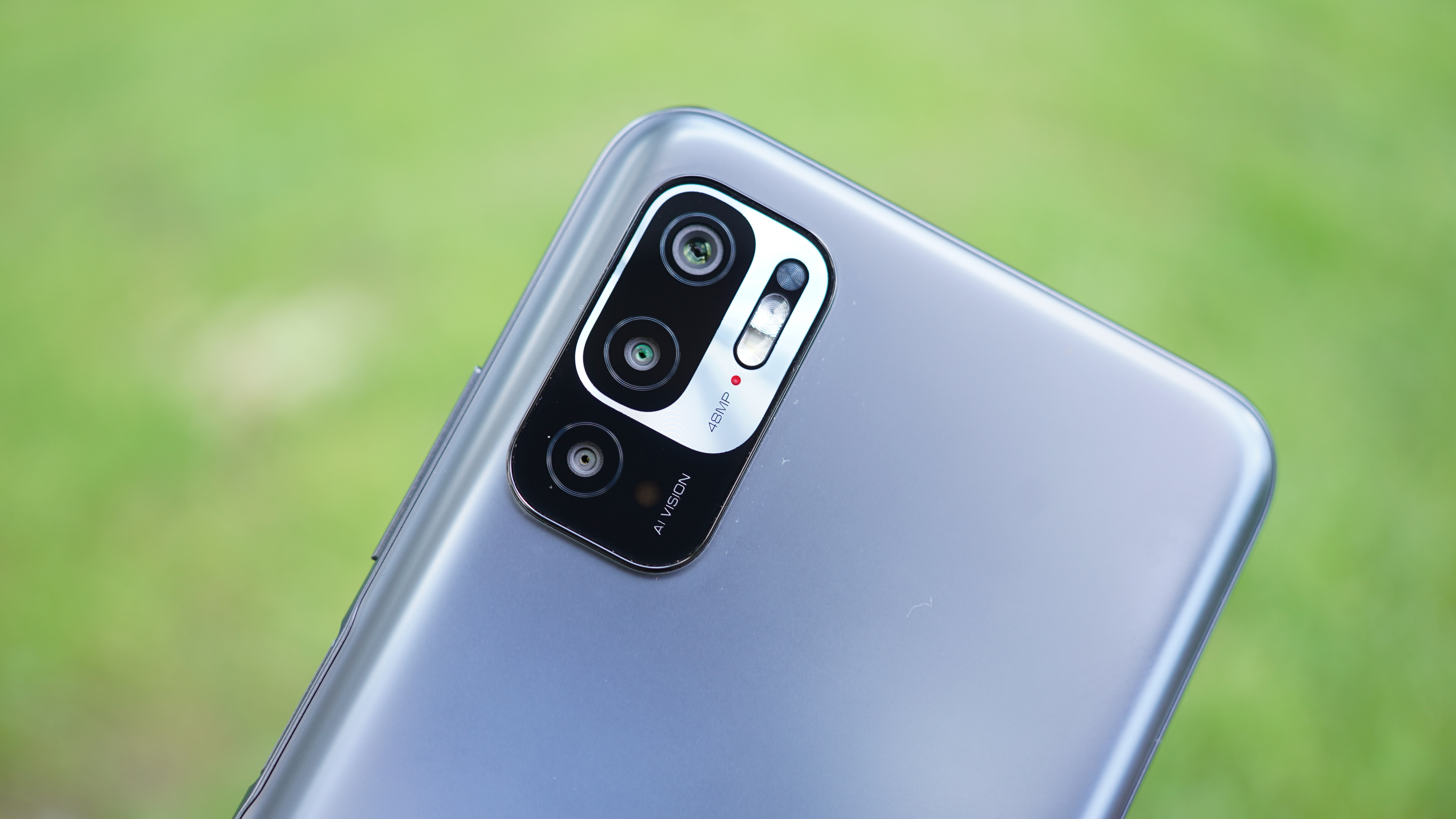 A close-up of the camera block on a Xiaomi Redmi Note 10 5G