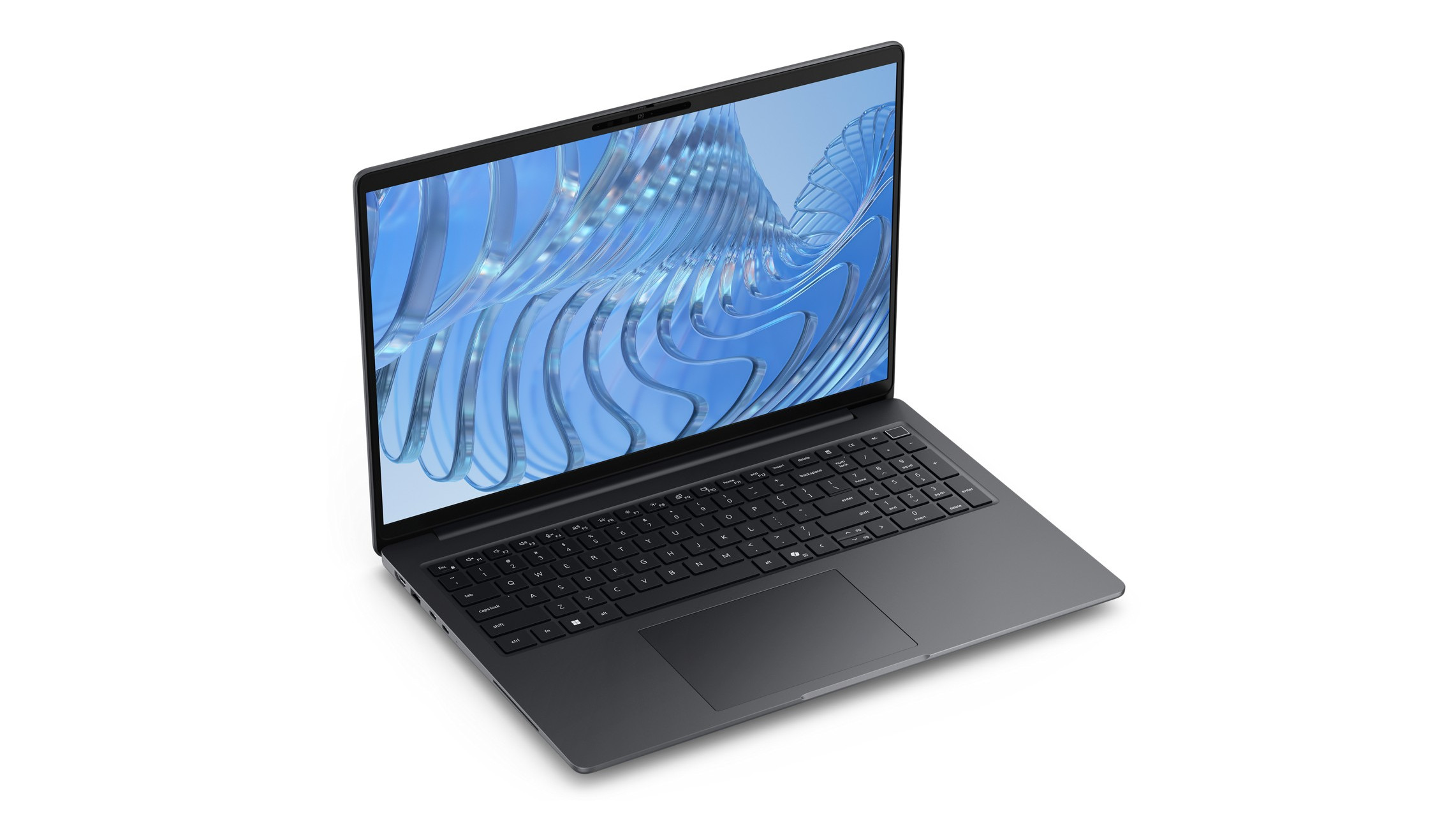 Dell Pro 5 laptop angle view of open laptop showing screen