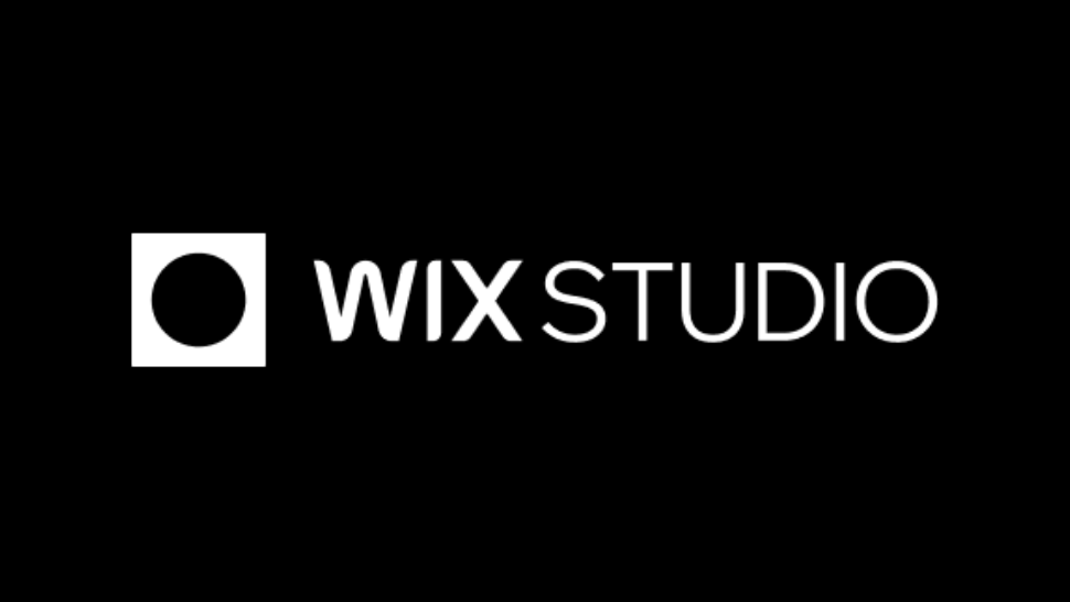 white wix studio logo on black background
