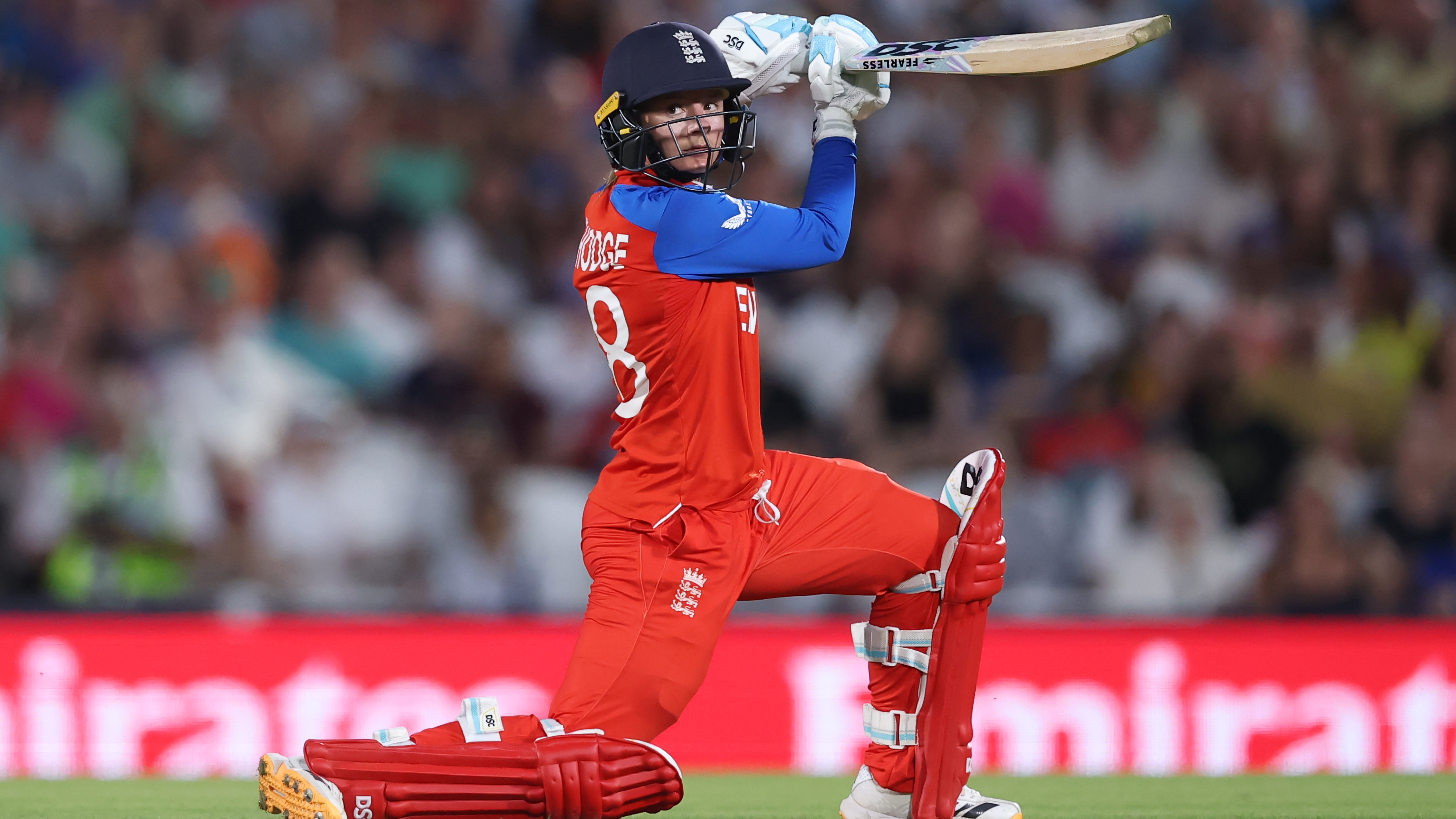 Danni Wyatt-Hodge of England bats during the ICC Women's T20 World Cup England &amp; Wales 2026 match between England and New Zealand