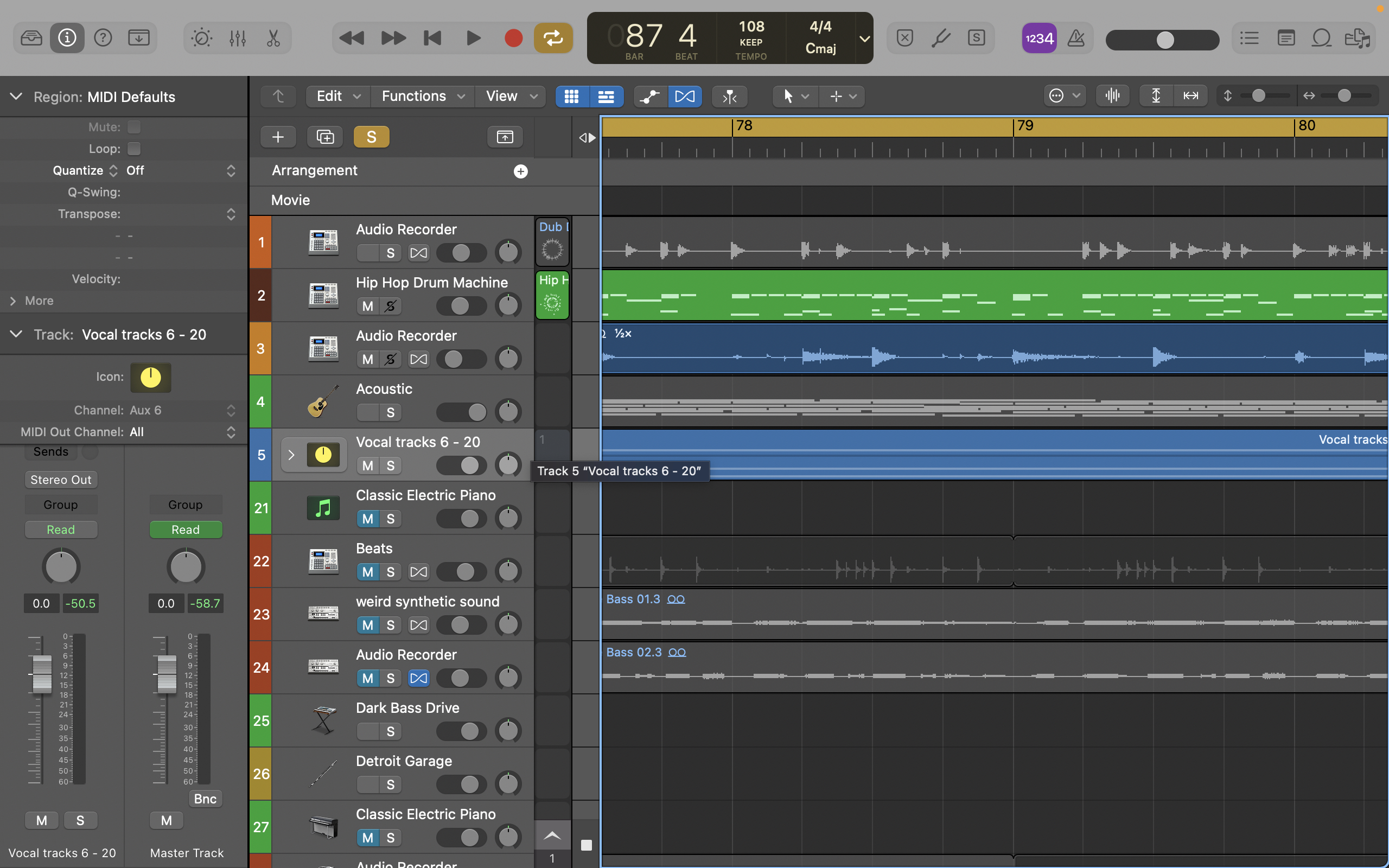 Screenshot of Apple Logic Pro X audio editor