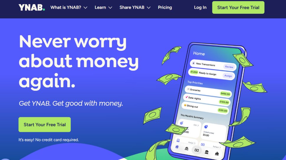 Website screenshot of YNAB (January, 2026)