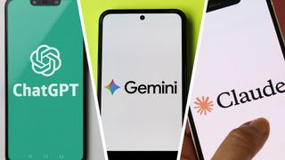 ChatGPT, Gemini and Claude on smartphones in one image.
