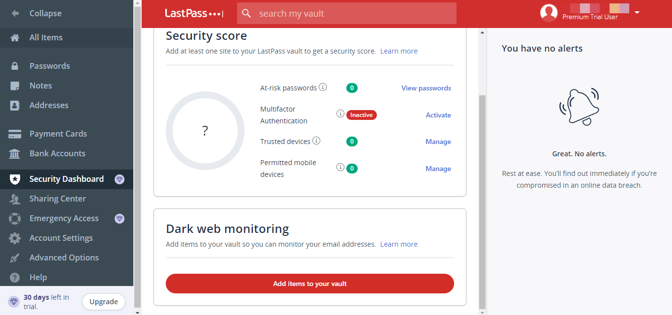 LastPass monitoring