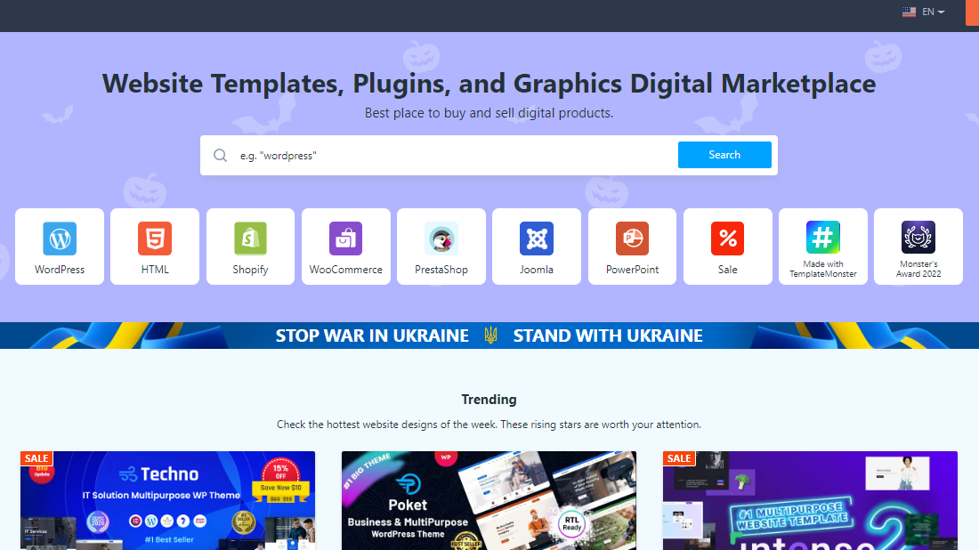 Templatemonster homepage