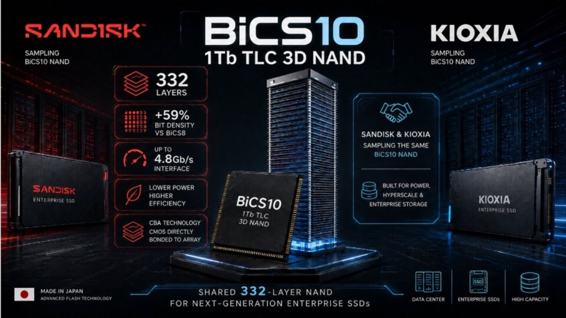 SanDisk and Kioxia BiCS10 chip