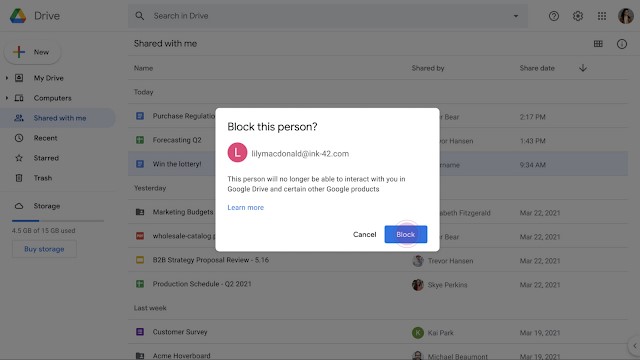 Blocking Google Drive Users