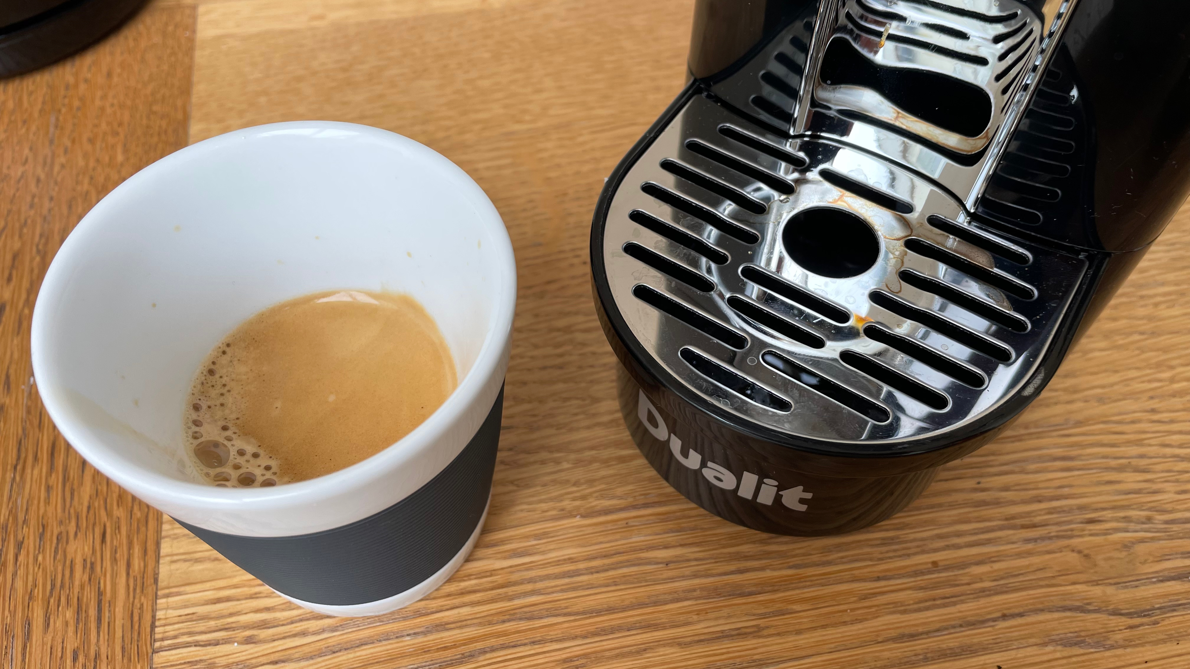 Image of Dualit coffee machine after making espresso