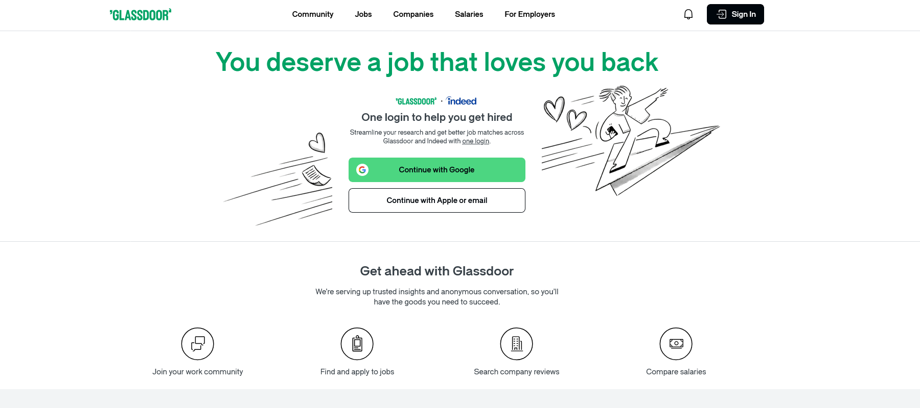 Website screenshot of Glassdoor (September, 2026)
