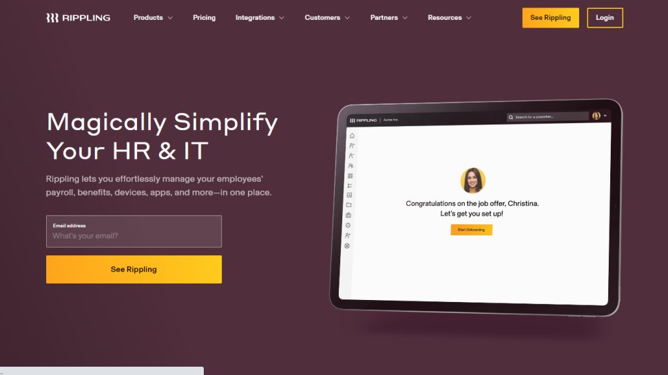 Website screenshot for Rippling