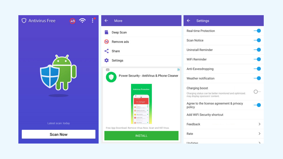 Antivirus Free - Virus Cleaner allows you to scan your system for viruses and adjust when these scans take place (Image Credit: NQ Security Lab)
