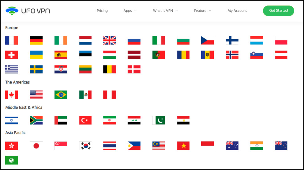 UFO VPN Network Locations